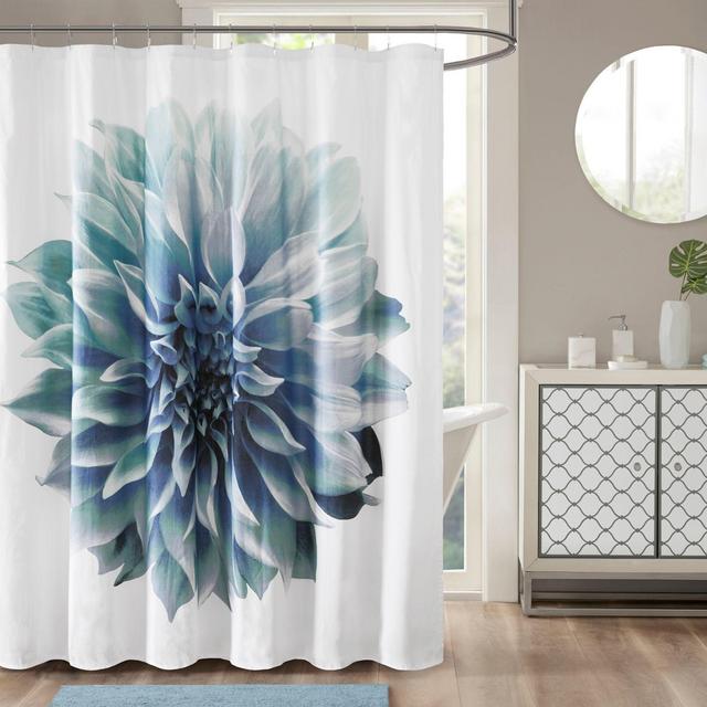 Madison Park Norah Cotton Percale Shower Curtain in Aqua