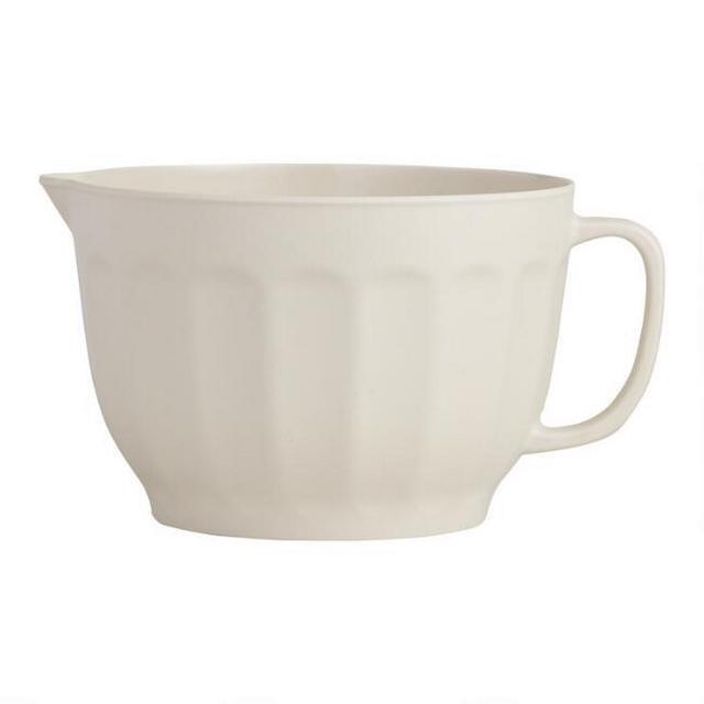 Cream Bamboo Fiber and Melamine Batter Bowl