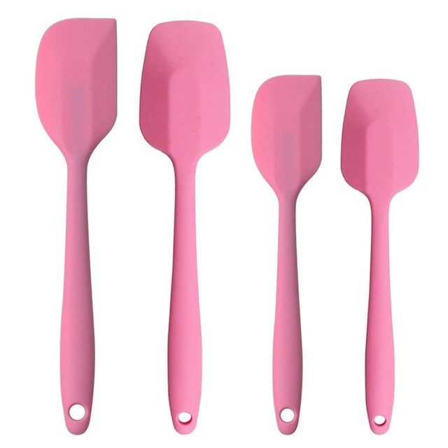 Silicone Spatulas Set, Rubber Spoon Spatula Heat Resistant Spoonula One Piece Design Seamless Spatula Non-Stick Scrapers Baking Mixing Tool (Pink)