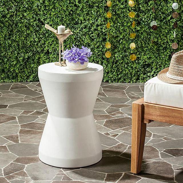 Safavieh Torre Concrete Accent Drum Table in Ivory