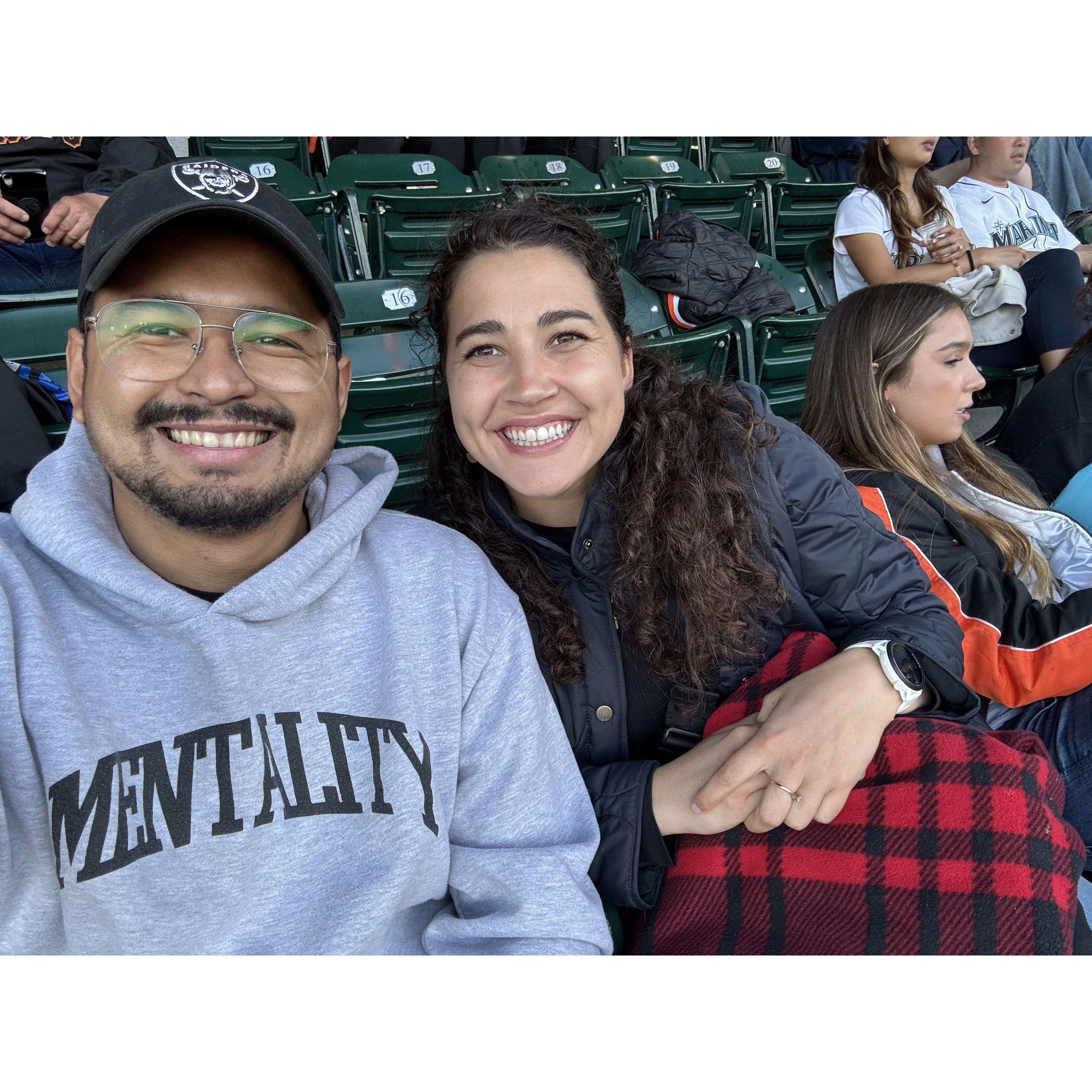 Our first professional game together.