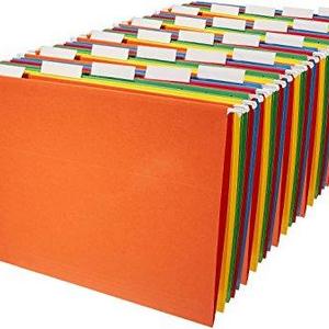 AmazonBasics Hanging File Folders - Letter Size (25 Pack) - Assorted Colors