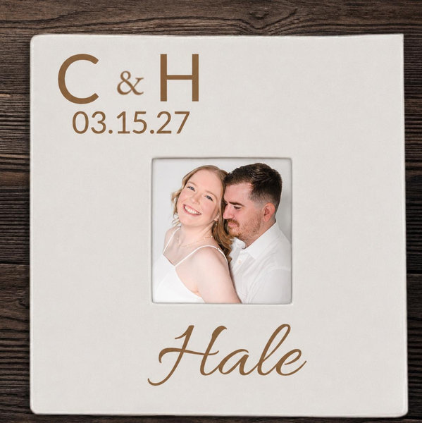 Personalized Photo Album, Custom Engraved Picture Album, Holds 200 4" x 6" Photos, Leatherette and Laser Engraved Scrapbook, Wedding Initials and Last Name
