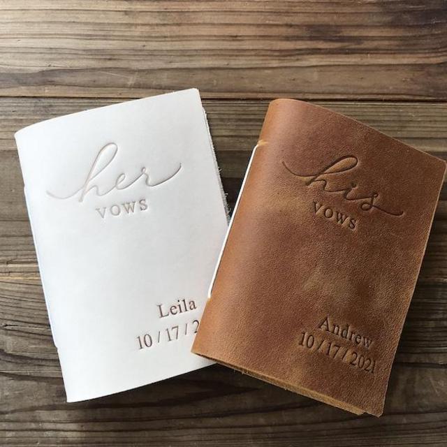His and Her Vow Books, Leather Vows Book ,Custom Vows Booklet, Personalized Gift