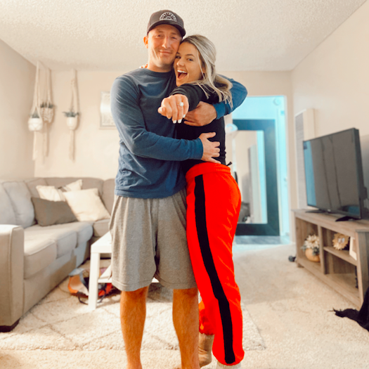 2020 // The day he PROPOSED! Fun fact: He had a big plan but, COVID hit 1 week before so, he decided to spontaneously get down on one knee in our kitchen to pop the question! It was a perfect moment<3