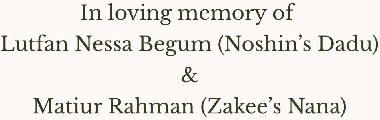 The Wedding Website of Noshin Rahman and Zakee Haque