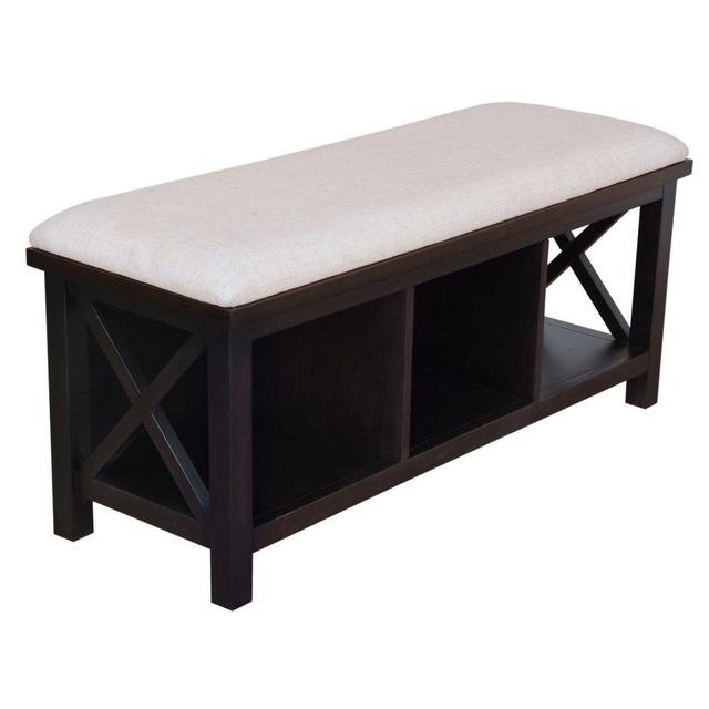 Bee & Willow™ Home Crossey Entryway Bench with Cushion in Carbonized Wood