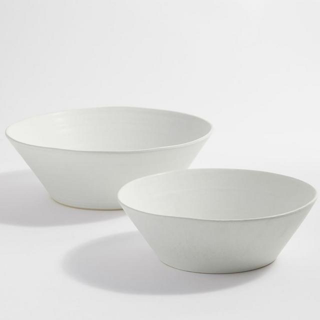 Larkin Reactive Glaze Stoneware Serving Bowls, Set of 2 - Shell White