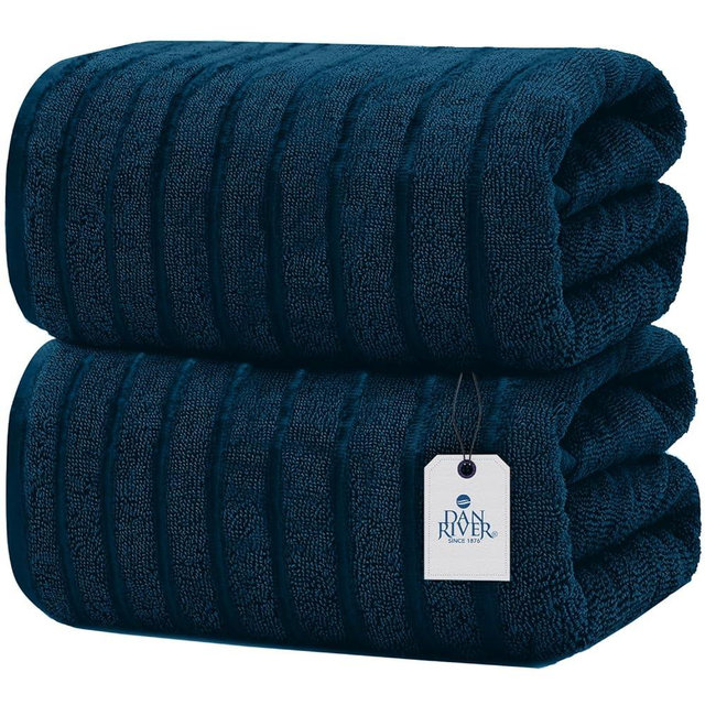 DAN RIVER Bath Sheets Set of 2 – 550 GSM Ultra Super Soft Sheets with Speed Breaker Design – 100% Cotton Large Bath Towels for Bathroom, Home, Hotel, Spa – 35”x70” in Blue Opal