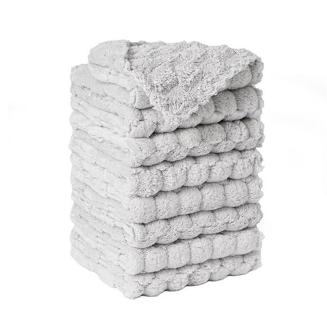 Neessno Kitchen Dish Cloths,Super Absorbent Coral Velvet Dish Towels,Quick Drying Kitchen Towels No Lint Dish Rags,Reusable Household Microfiber Cleaning Cloth,12X12 inches (8 Pack,Gray Cloud Grid)