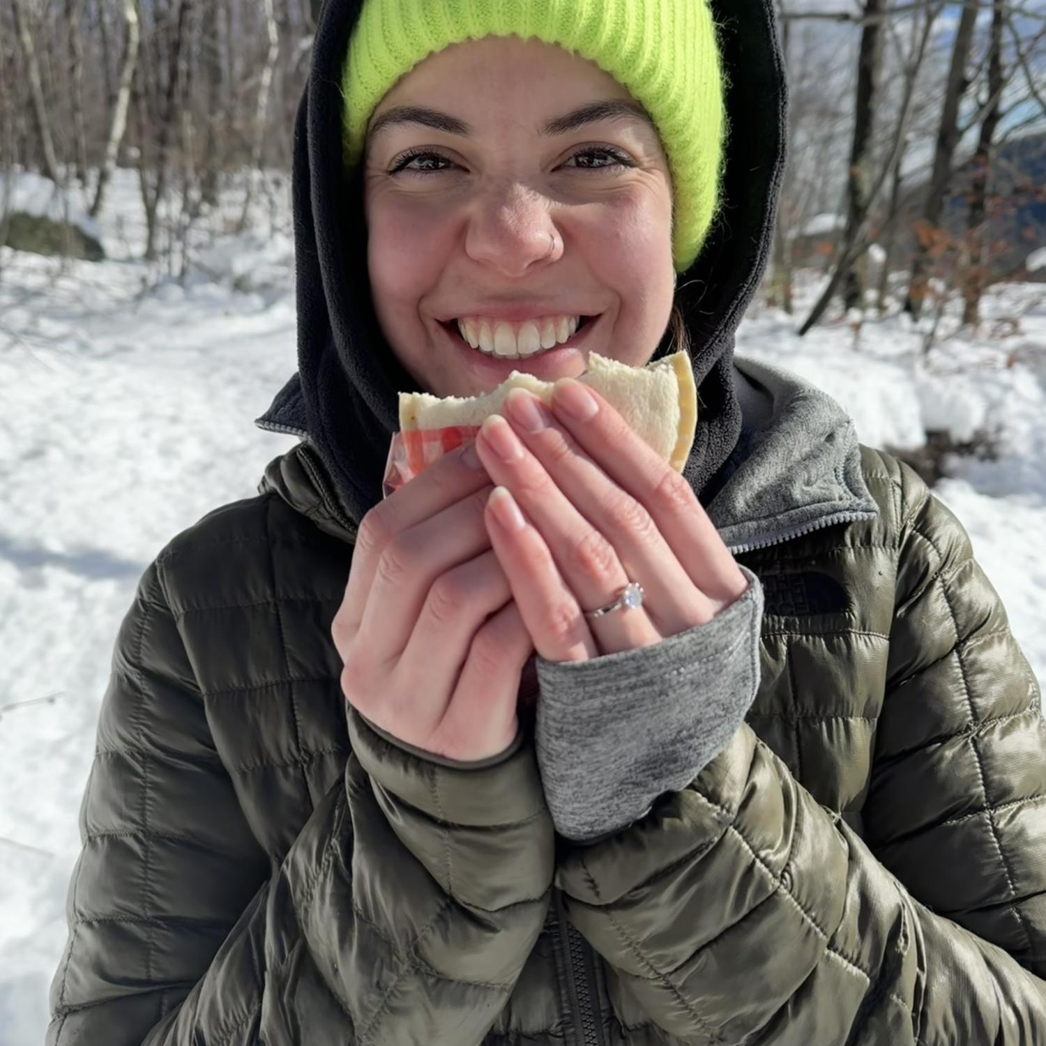 She said "YES!", while enjoying a much deserved post-hike Uncrustable.