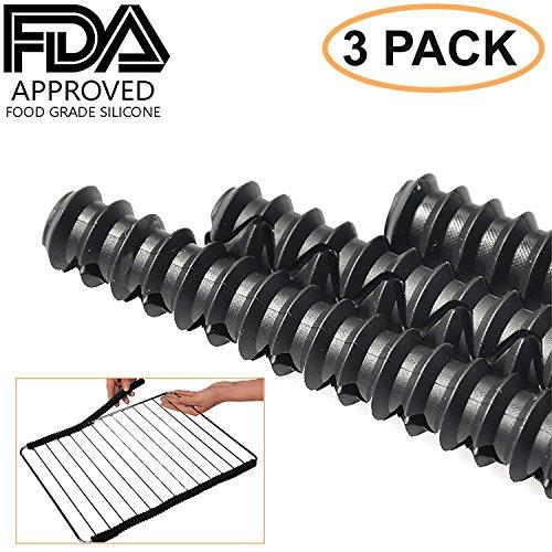 Kettio - Silicone Oven Rack Shield (Set of 3) - Certified BPA Free, FDA Approved, heat resistant silicone - protects against burns and scars - Black