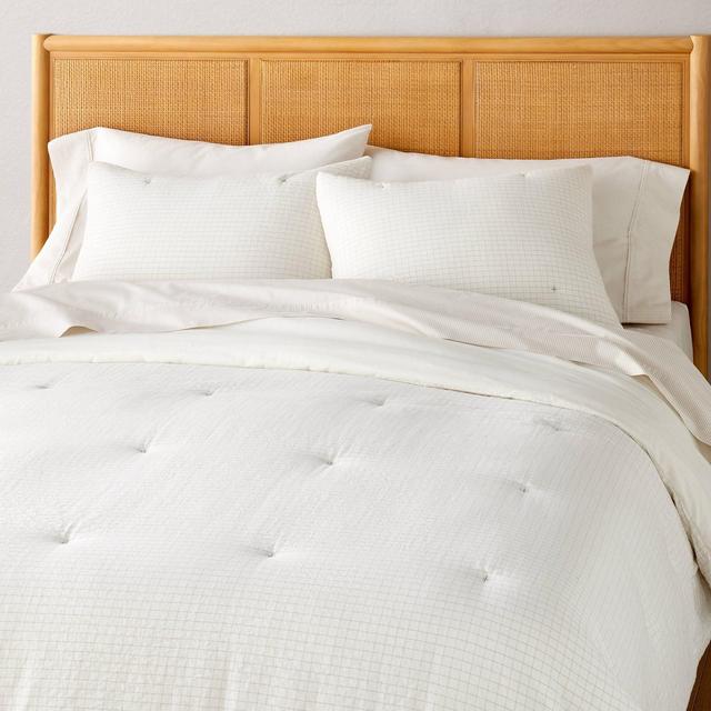 3pc Full/Queen Mini Grid Stitch Comforter Bedding Set Twilight Taupe - Hearth & Hand™ with Magnolia