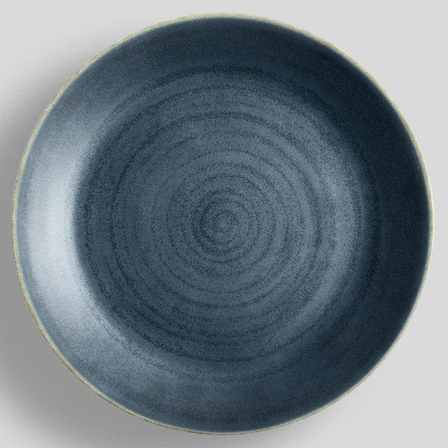 Larkin Melamine Round Serve Platter - River Blue
