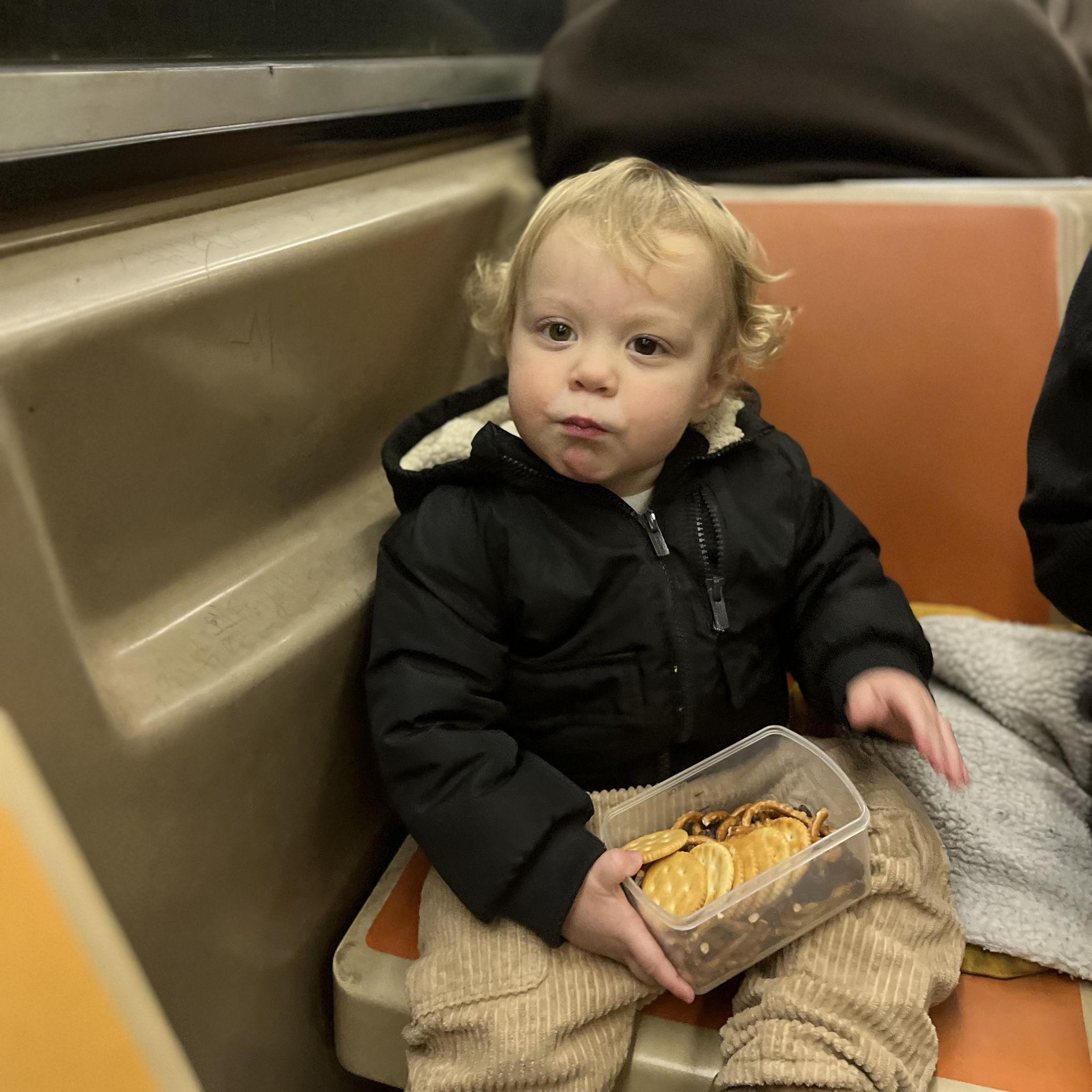 Firsts started becoming our new normal. First words, first sentences, first subway ride where he could sit in a chair.