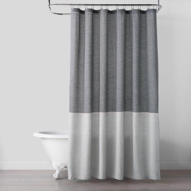 Textured Colorblock Shower Curtain Railroad Gray - Hearth & Hand™ with Magnolia