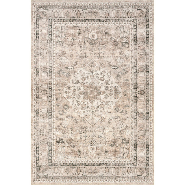 Nuloom Davi Faded Spill Proof Treated Pet Friendly Premium Machine Washable Area Rug, 9' x 12', Stone