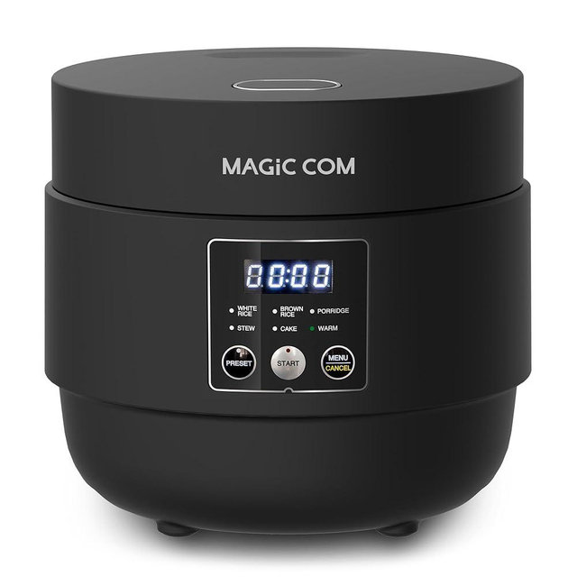 MAGiC COM Rice Cooker 4 Cup(Uncooked) 8 Cup(Cooked), Small Rice Cooker with Steamer, One Touch Healthy Cooking & Warmer, Slow Cooker with Nonstick Inner Pot, 24 Hour Delay Timer, Grain Cooker/Black