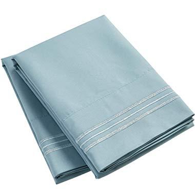 Mellanni Luxury Pillowcase Set - Brushed Microfiber 1800 Bedding - Wrinkle, Fade, Stain Resistant - Hypoallergenic (Set of 2 Standard Size, Spa Blue)