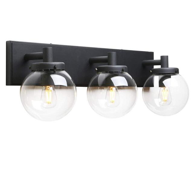 Pathson 3 Light Vintage Wall Sconce, Industrial Bathroom Vanity Light with Globe Glass, Indoor Wall Lamp Fixtures for Hallway Kitchen Bedroom
