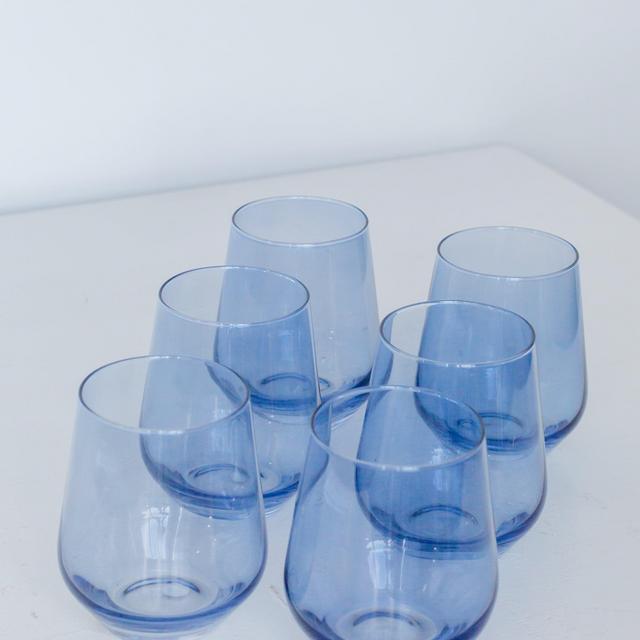 Estelle Colored Wine Stemless - Set of 6 {Cobalt Blue}