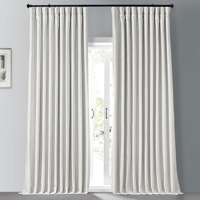 HPD Half Price Drapes Extra Wide Faux Silk Blackout Curtains 96 Inches Long for Bedroom & Living Room Vintage Textured Blackout Curtain (1 Panel), 100W x 96L, Off White