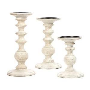 Wood 11-Inch Pillar Candle Holder in White