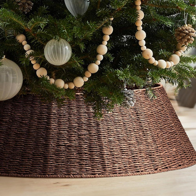 Hommtina Christmas Tree Collar- 42",Christmas Tree Base Christmas Basket Collar for Home, Living Room,for Covering Tree Stand (Brown4, 42 in)