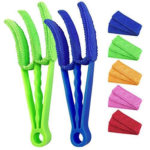 Window Blind Cleaner Tools: 2Pack Cleaner Duster Brush with 5 Microfiber Sleeves for Window Shutters Blind Air Conditioner Groove Gap Dust