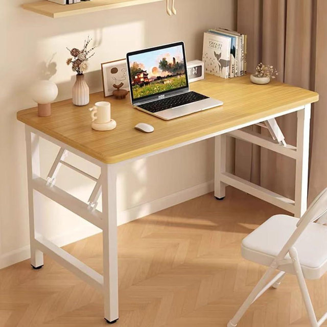 Mrsanmu 31.5 Inch Foldable Desks for Small Spaces,Foldable Desk No Assembly,Small Table for Bedroom,Teak.