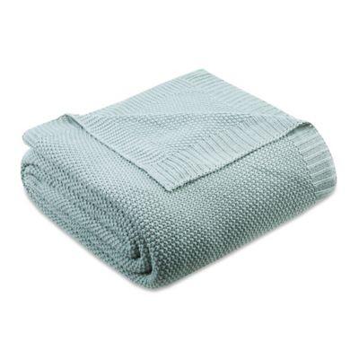 INK+IVY Bree Knit Full/Queen Blanket in Aqua