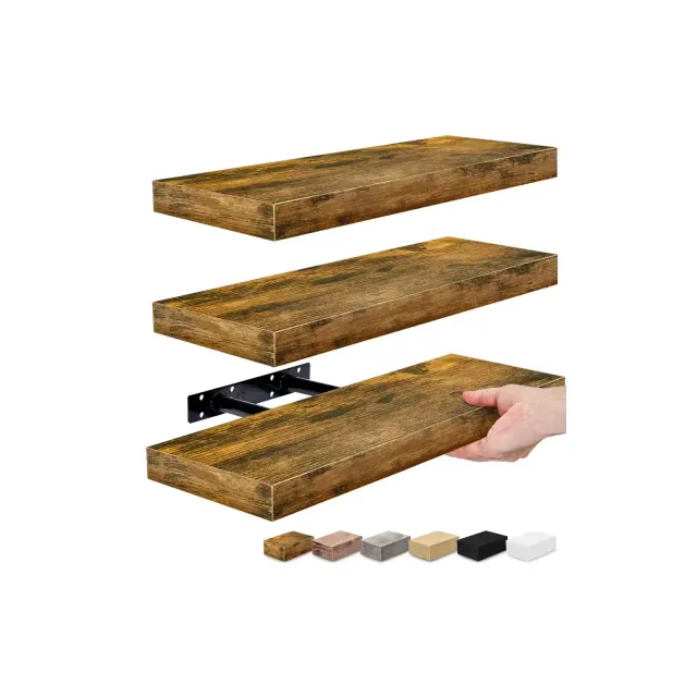 3 Pack Sorbus Long Floating Wall Shelves for Bedroom, Decor, Kitchen, Living Room - for Trophies, Frames, Bookshelf