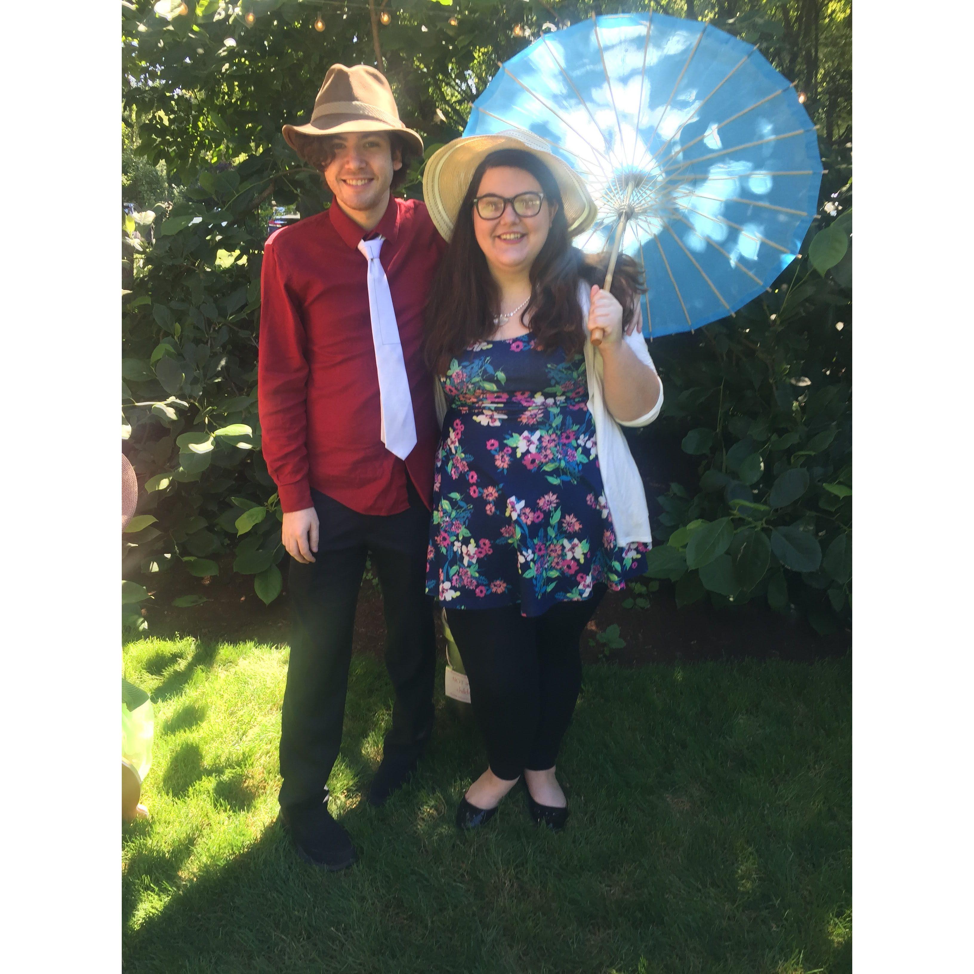 Cute umbrellas and hats at the family wedding