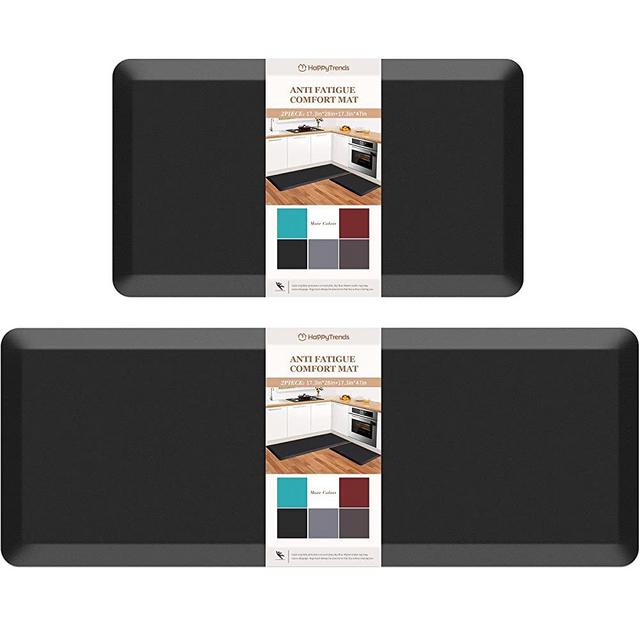 HappyTrends Kitchen Mat [2PCS] Cushioned Comfort Anti-Fatigue Floor Mat, Waterproof Non-Slip Kitchen Rugs, Thick Perfect Ergonomic Foam Standing mat for Kitchen, Home, Office, Laundry,Black