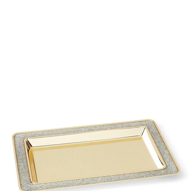 kate spade new york Sitting Pretty Silver Glitter Catch All Tray