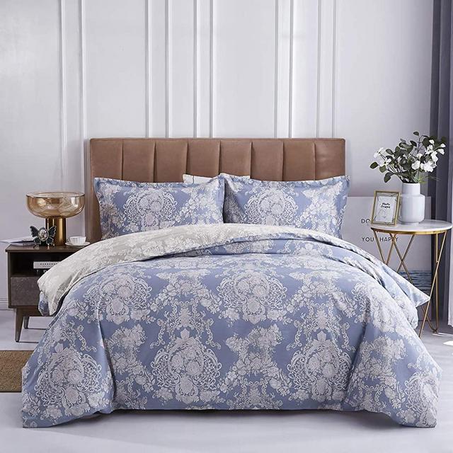 OAITE Duvet Cover Set, 100% Cotton Duvet Cover, Ultra Soft and Easy Care, Bedding Queen Size Set, 3-Piece Duvet Cover Set Includes 2 Pillow Shams
