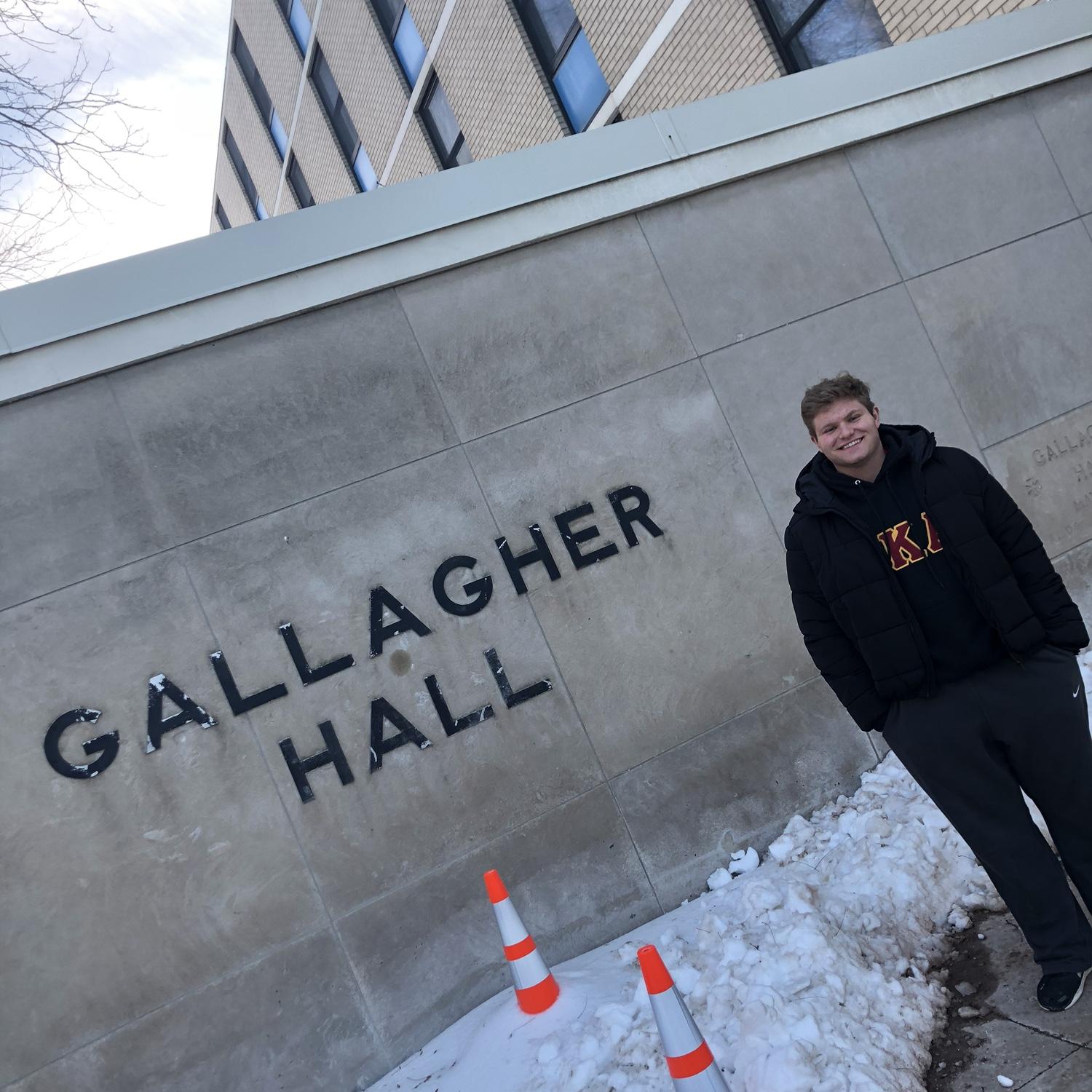 Ethan’s first visit to Creighton! His grandmother also went to Creighton and lived in this hall.