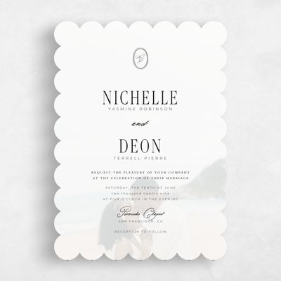 White Scalloped Wedding Invitation - Reece Classic