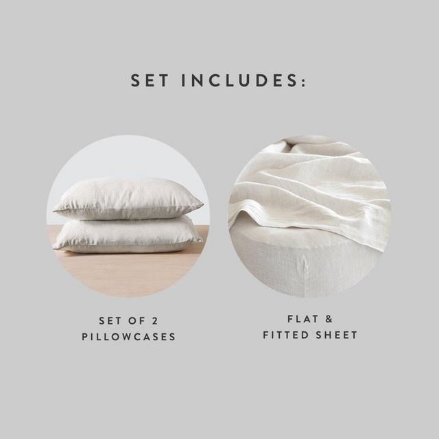 Stonewashed Linen Sheet Set | Light Grey Queen