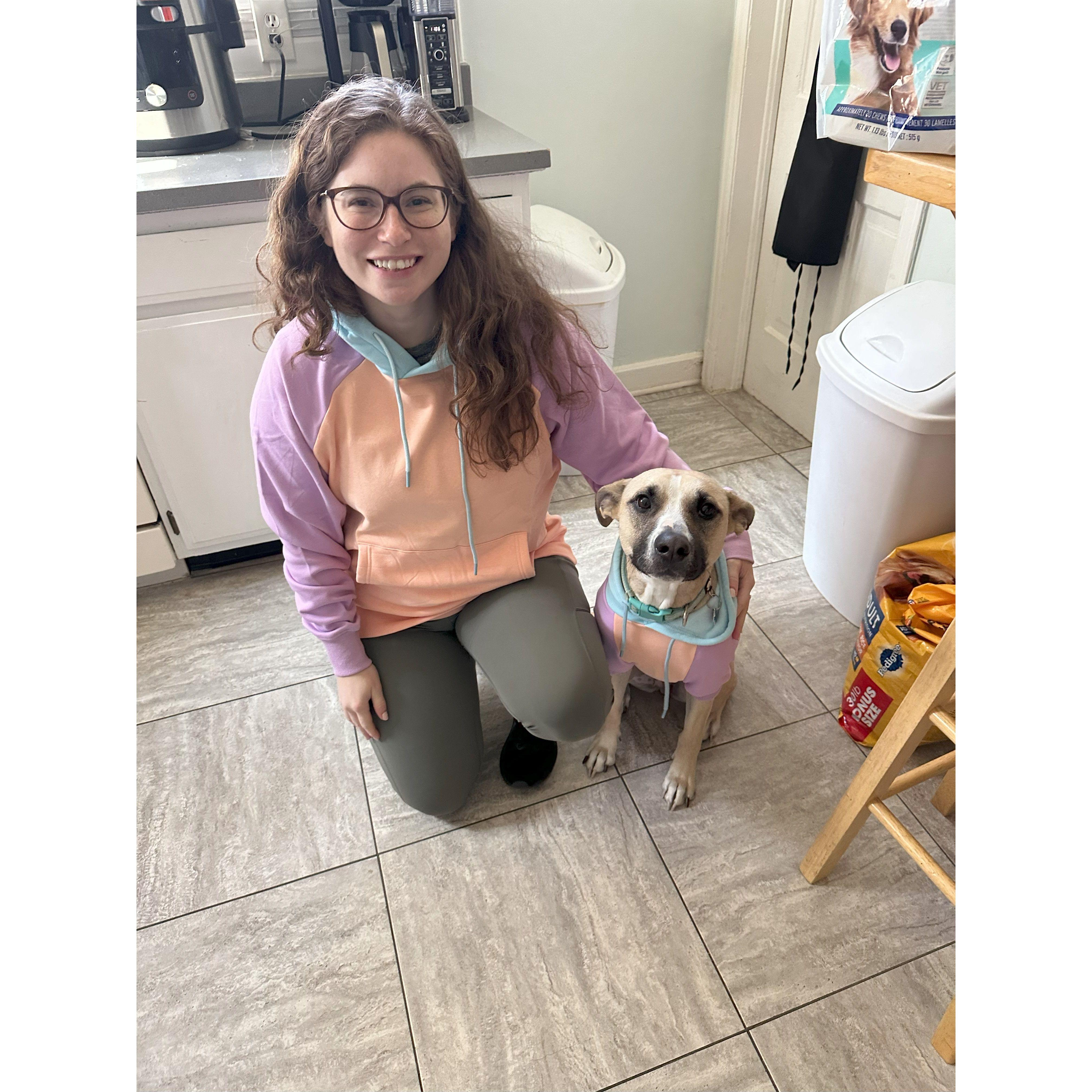 Christine and Ellie in matching outfits!