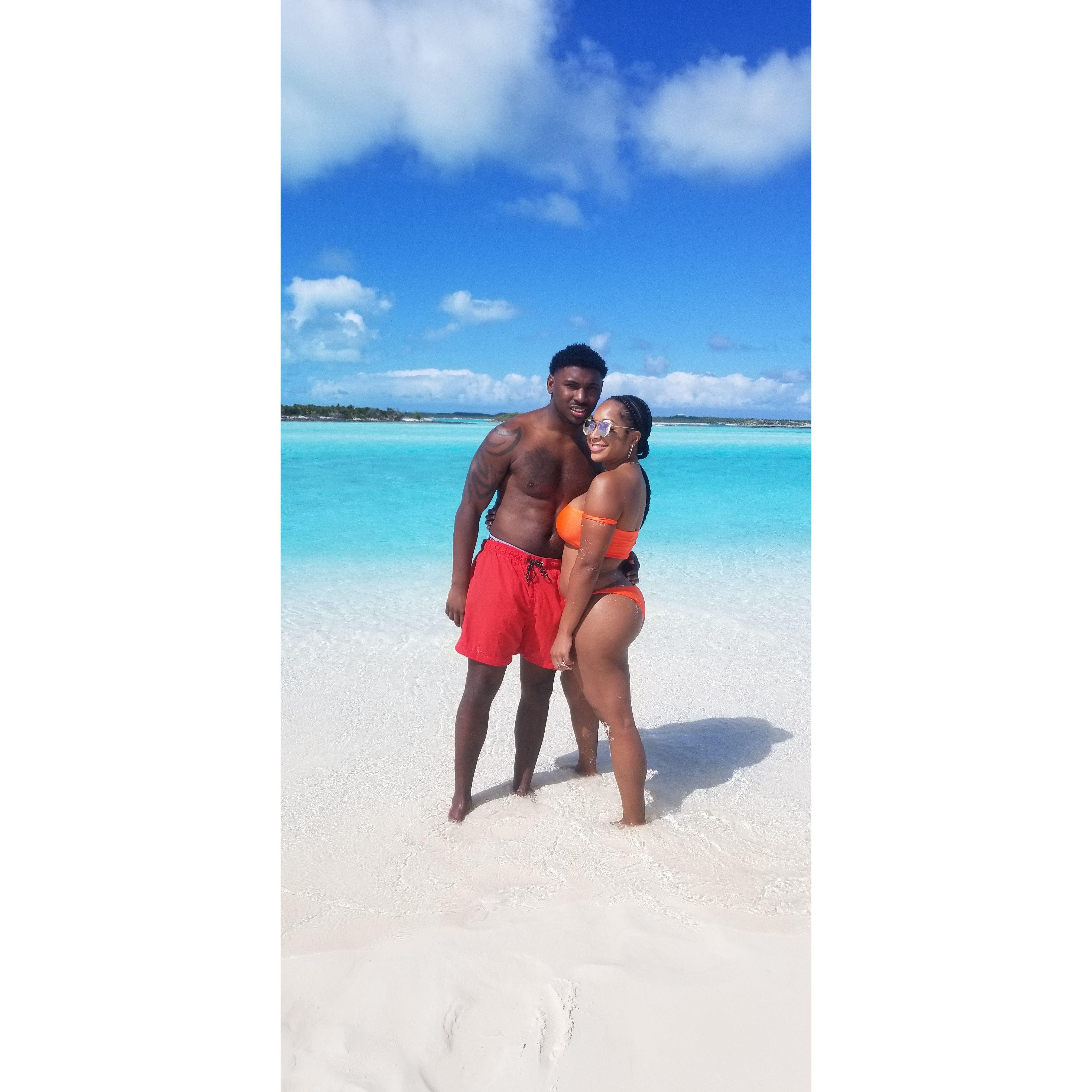 On a sandbar in Exuma, Bahamas