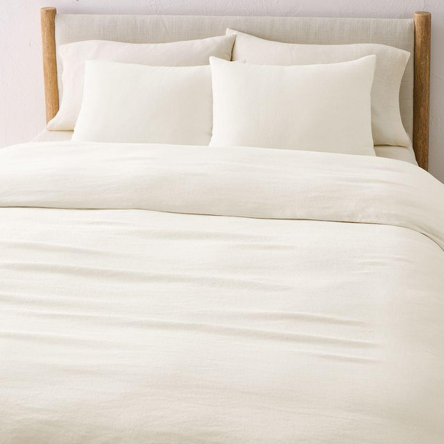 European Flax Linen Duvet, King/Cal.King, Alabaster
