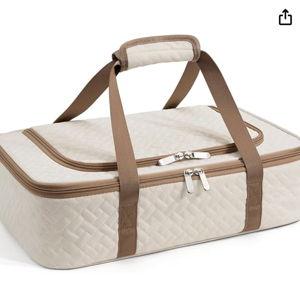 Insulated Casserole Carrier - Portable Casserole Carrier for Hot or Cold Food, Lasagna Holder for Parties,Picnic,Cookouts,Traveling - Fits 9" x 13" Baking Dish (Beige)