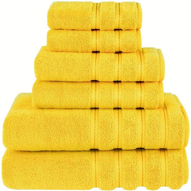 American Soft Linen 6-Piece 100% Turkish Genuine Cotton Premium & Luxury Towel Set for Bathroom & Kitchen, 2 Bath Towels, 2 Hand Towels & 2 Washcloths [Worth $72.95] - Yellow