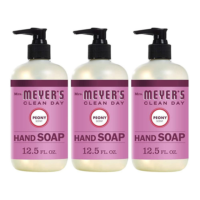 Mrs. Meyer's Clean Day Liquid Hand Soap, Cruelty Free and Biodegradable Hand Wash Made with Essential Oils, Peony Scent, 12.5 oz - Pack of 3