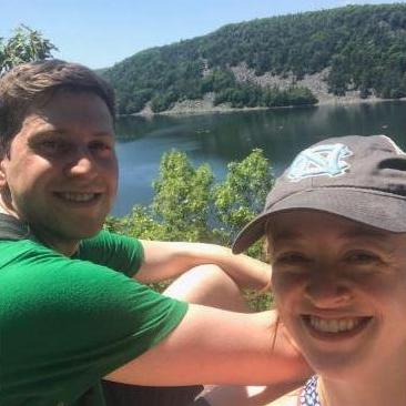 May 2018 - One of the many imperfect options for Dan to propose over Memorial Day Weekend. He had the ring in his backpack but our Devil's Lake hike was 100F and filled with hungry mosquitoes.