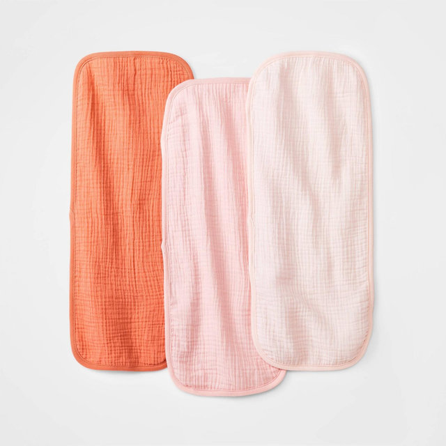 Baby 3pk Basic Muslin Burp Cloth - Cloud Island™ Pink
