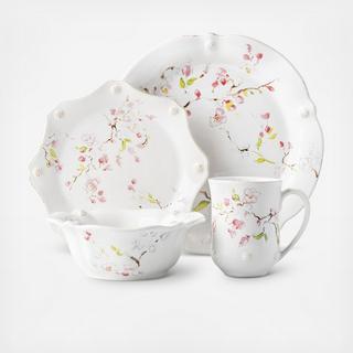 Berry & Thread Floral Sketch Cherry Blossom 4-Piece Place Setting, Service for 1