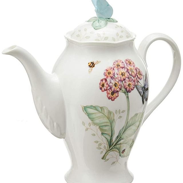 Lenox Butterfly Meadow Coffee Pot with Lid, White -