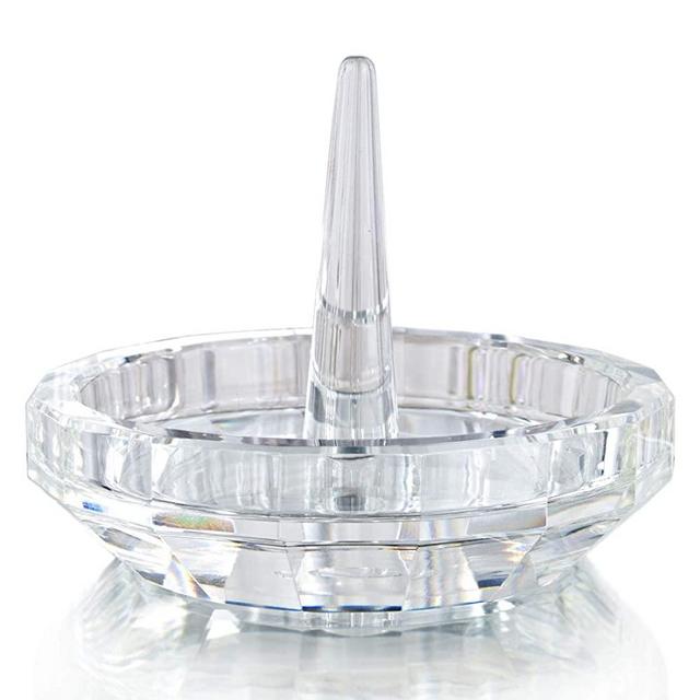 H&D Well-Crafted Crystal Glass Wedding Ring Holder